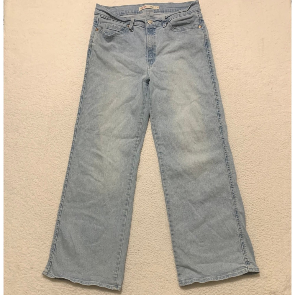 Levi Strauss Signature Vintage Wide Leg Jeans Womens 12 (33x29) Light Wash Denim